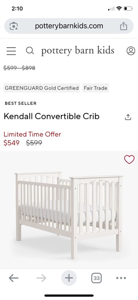 Pottery Barn Kendall Convertible Crib