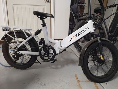 Jasion EB7ST 500W Electric Fat Tire Class 2 E-bike - White, 20 MPH Top Speed, 300lbs Max Load