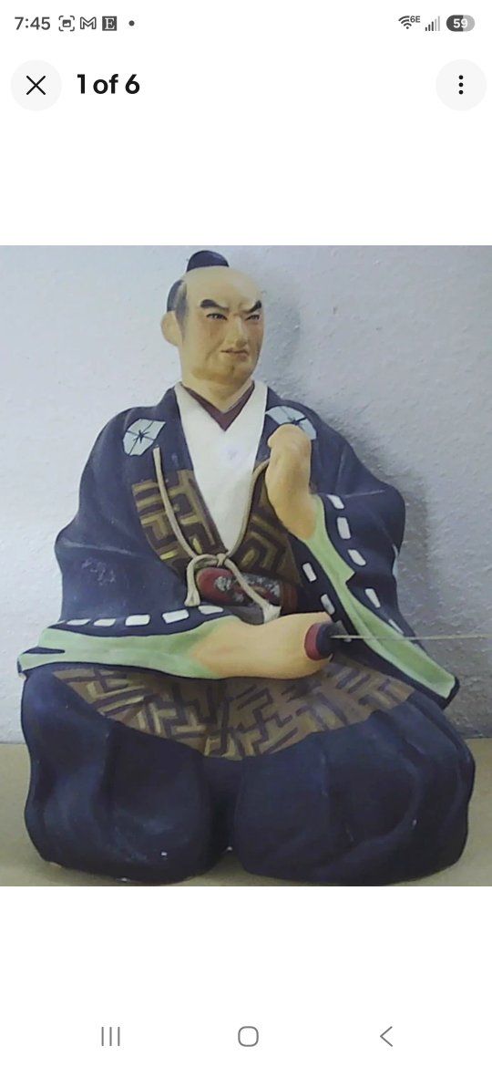 Vintage Japanese Hakata Urasaki Doll Samurai w/ Sword 9"