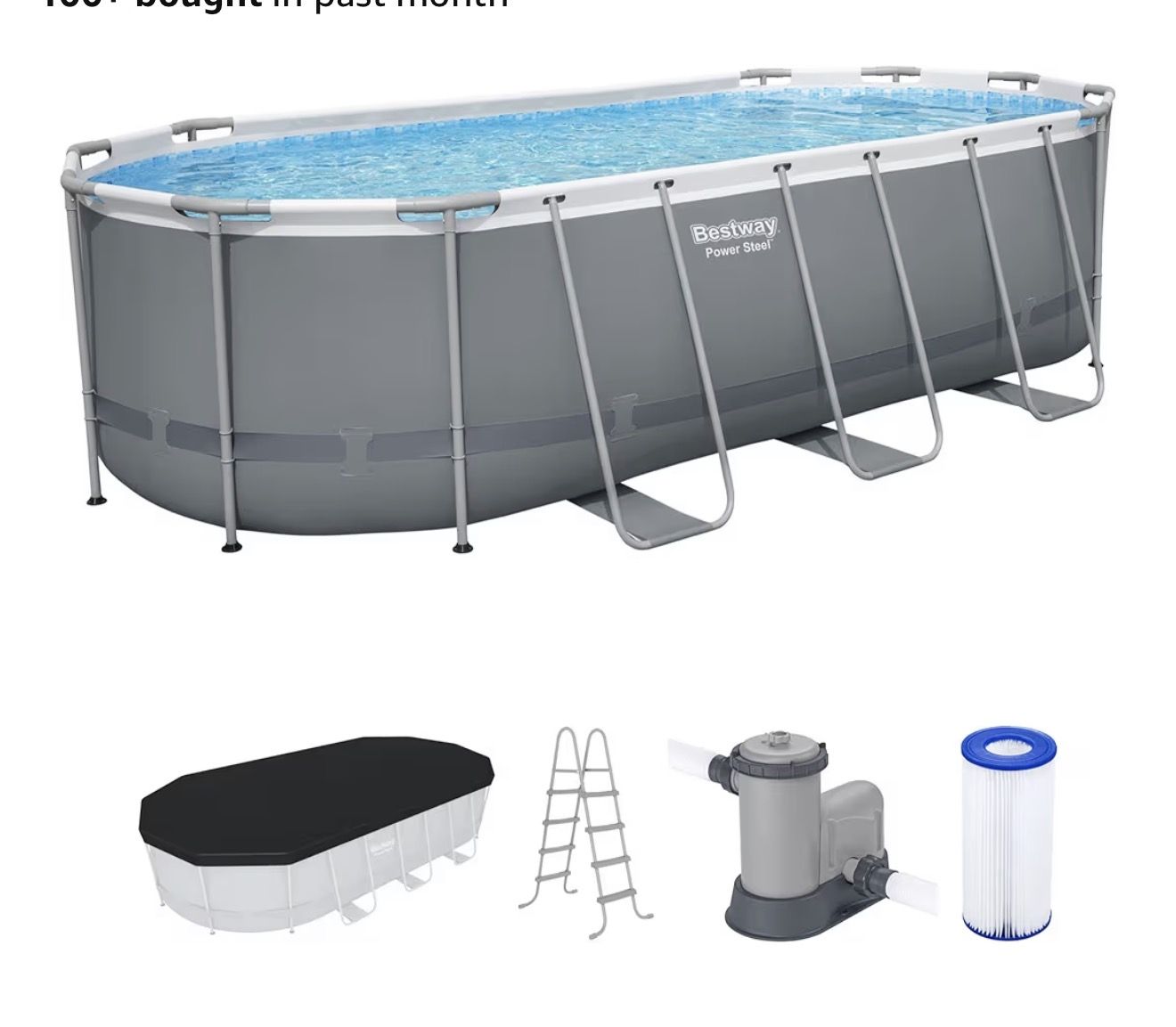 Bestway Steel Pro MAX 18' x 9' x 48" Above Ground Pool, Oval Metal Frame Outdoor Swimming Pool Set -