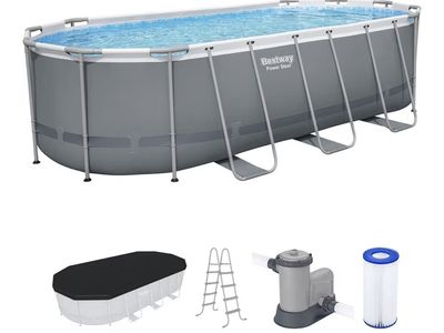 Bestway Steel Pro MAX 18' x 9' x 48" Above Ground Pool, Oval Metal Frame Outdoor Swimming Pool Set -