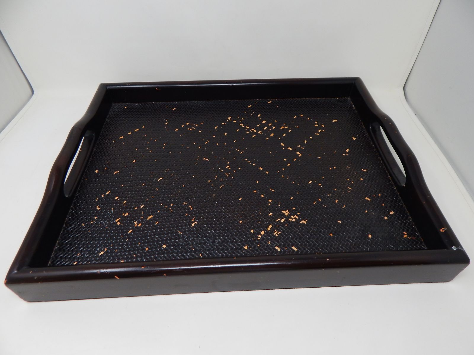 Wooden Handled Large Serving Tray Vintage