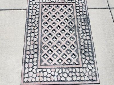 Decorative Rubber Outdoor Doormat - Stone Border Design
