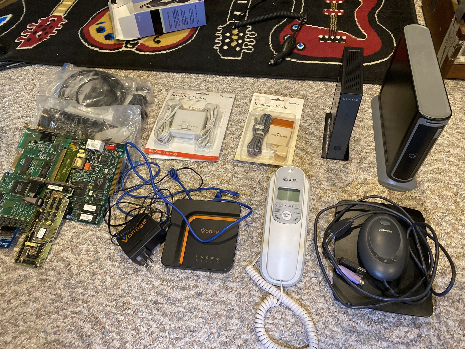 Electronics Batch | Phones, Modem, Router, Cables, Boards