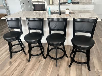 Set of 4 Boraam Augusta Swivel Kitchen Bar Stools Black Wood