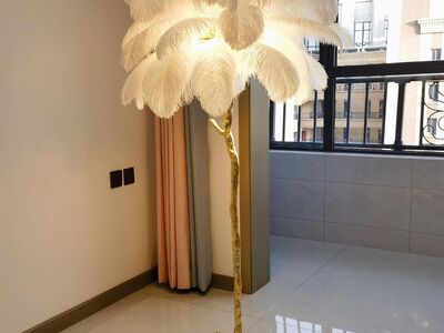Ostrich Feather Floor Lamp White