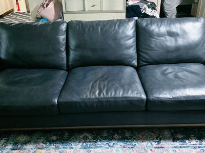 Leather - Blue/Gray Couch & Love Seat