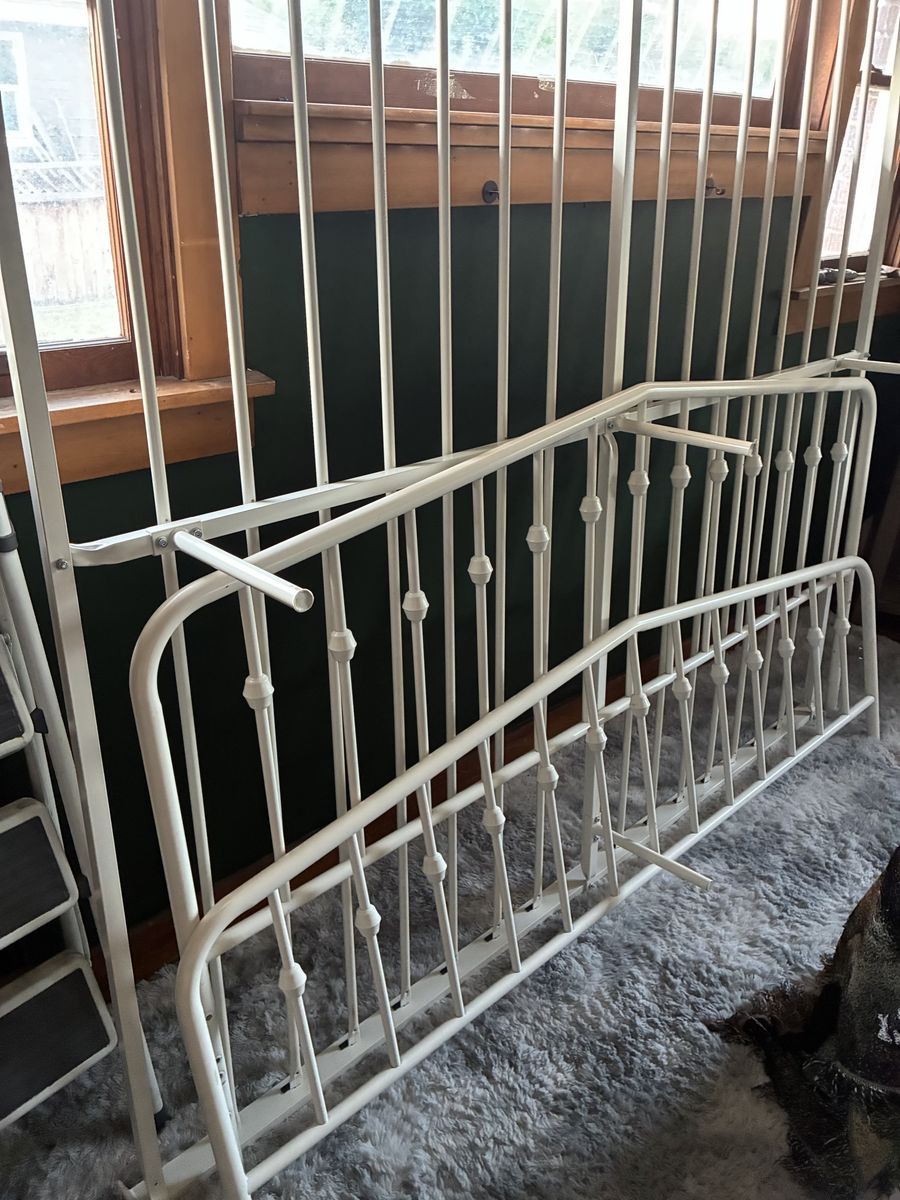 White metal king bed frame