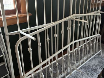 White metal king bed frame