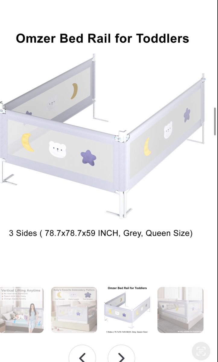 Omzer queen size bed rails