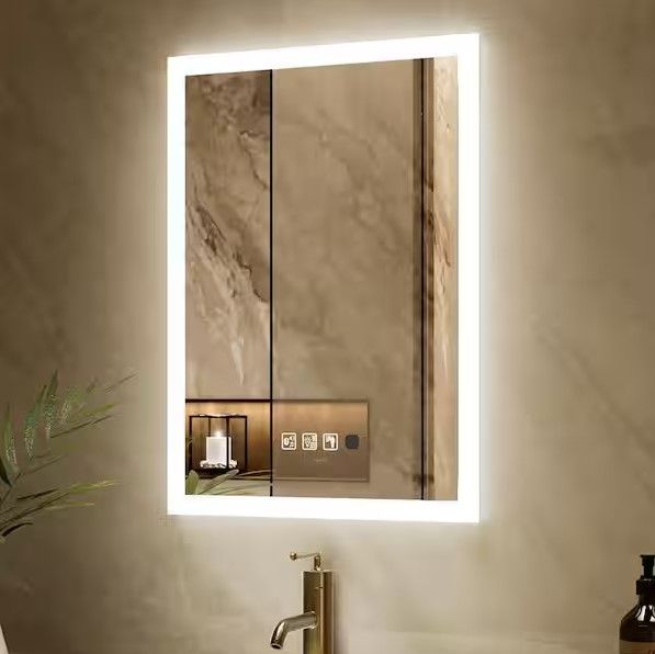28" x 20" Rectangular Frameless Anti-Fog Sensor Wall Mount Bathroom Mirror