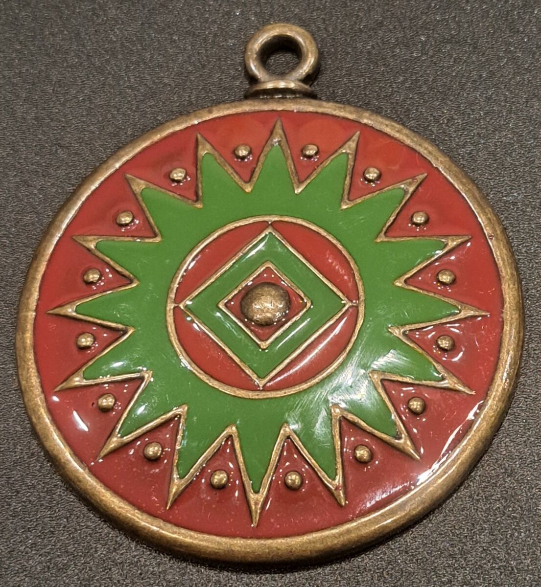 Large Silver & Brass Pendant From South America