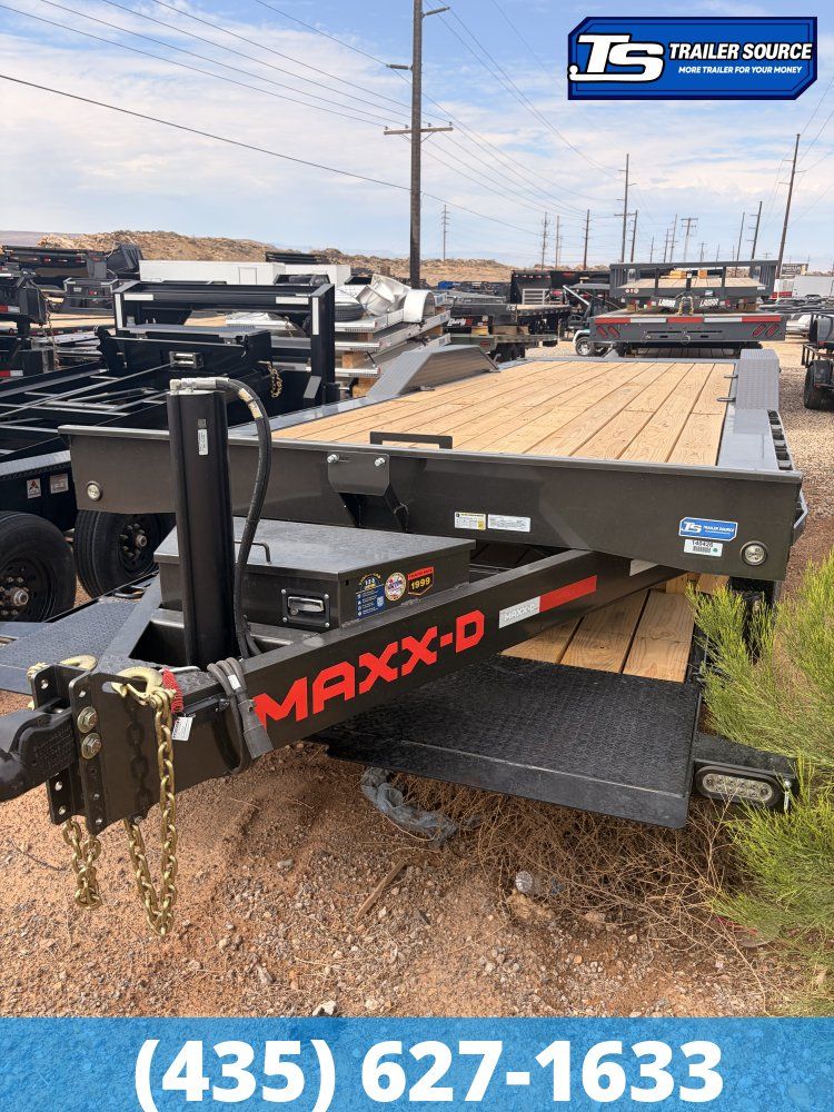 8.5x24 Maxx-D T8X Wide Body w/ Drive Over Fenders Power Tilt Trailer - 17.5K GVWR - D-Rings, Hydraulic Jack(s), Winch Plate