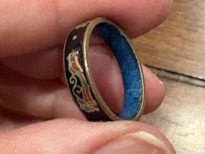 Vintage Cloisonné' Enamel Ring W/ Birds