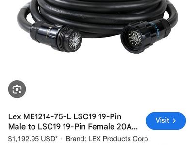 Lex ME1214-75-L 19-Pin Multi-Conductor Extension, 75ft