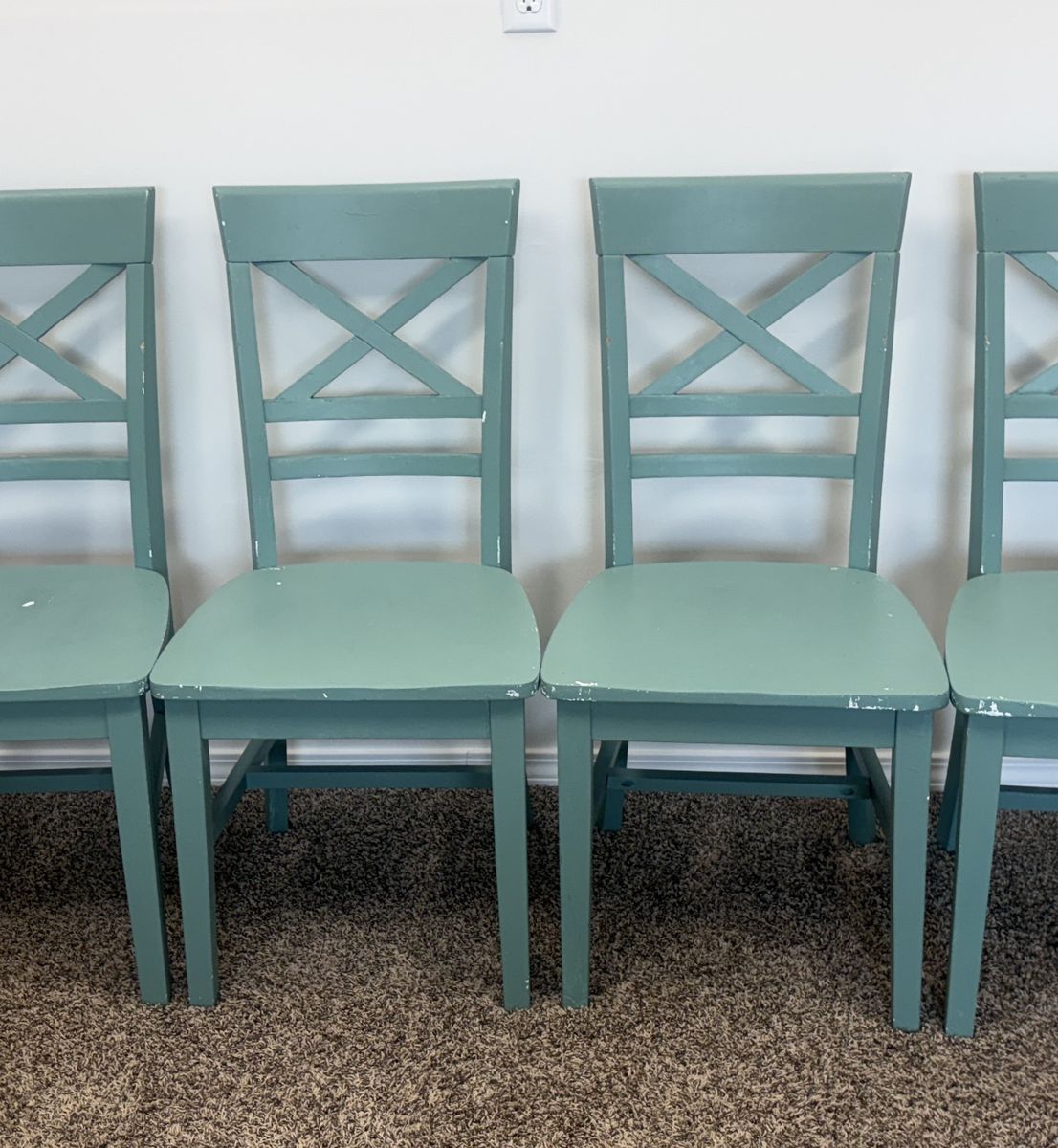 DELIVERY - PAIR of 2 Painted Wooden Dining Chairs - Teal