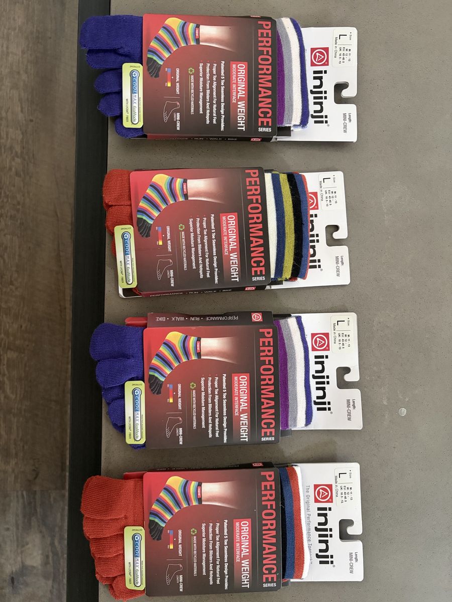 NEW Bulk Lot: 4 Pairs Injinji Performance Toe Socks (Men's Large)
