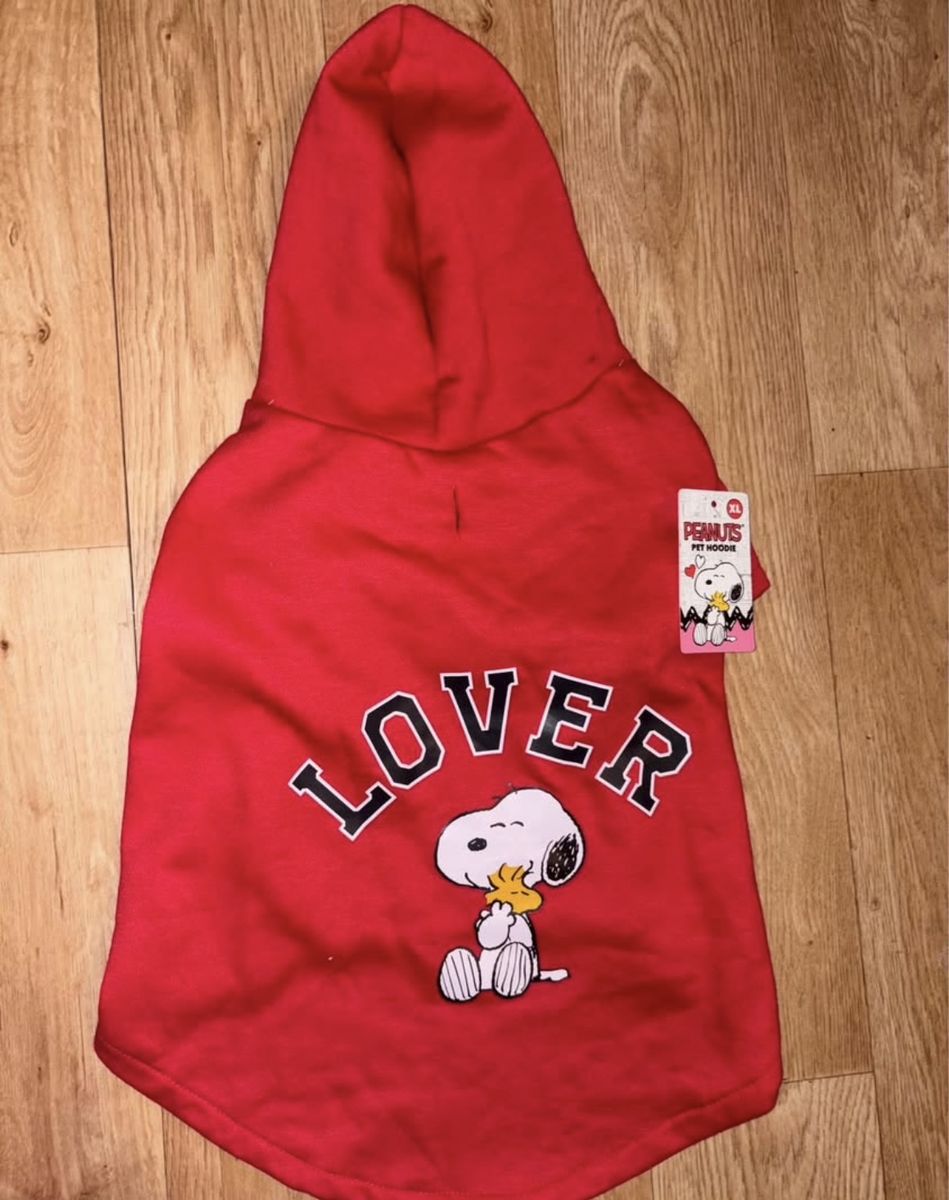 Peanuts Snoopy Lover Red Pet Hoodie, Size XL