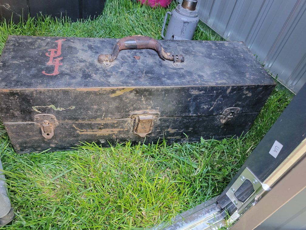 Vintage Falls City Metal Tackle Box with Tackle