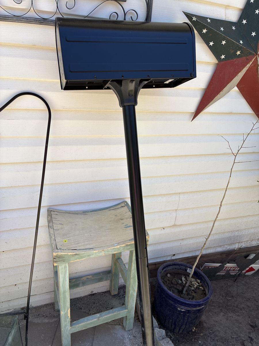 Mailbox and post. Architectural mail box.   New/ black color/ heavy duty.