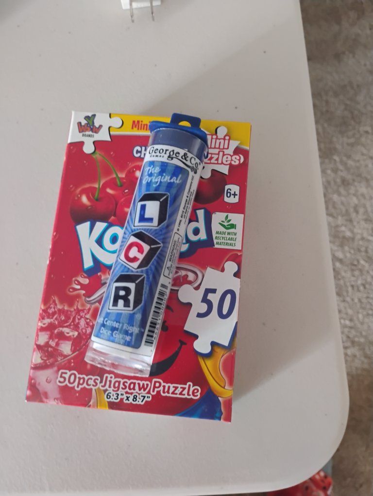 Kool-Aid Mini Jigsaw Puzzle 50pc 6.3"x8.7" & George & Co. LCR Dice Game 6+