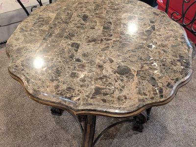 Pub Height Marble Table + 2 Chairs