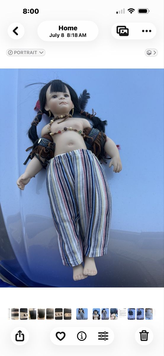 Vintage Native American Inspired Porcelain Doll - Braided Hair, limited edition 533/2500