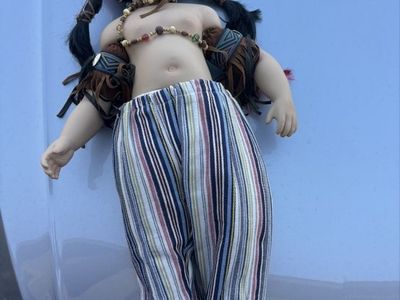 Vintage Native American Inspired Porcelain Doll - Braided Hair, limited edition 533/2500