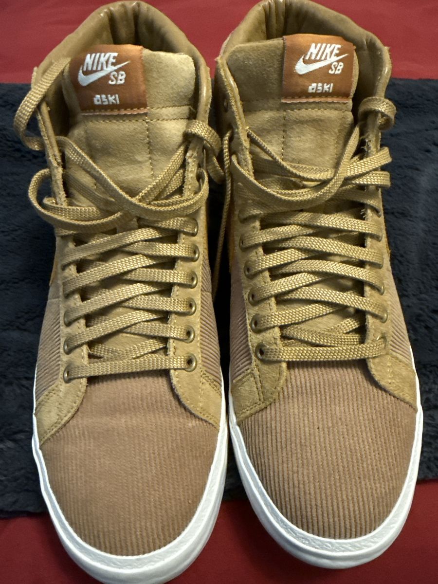 Nike SB dski High Top Corduroy Skate Shoes, Men's Brown Sneakers, Size 9