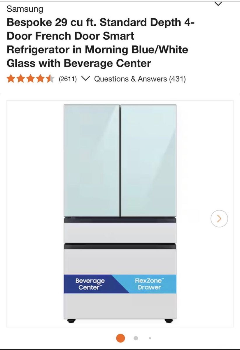 New. Samsung Bespoke Blue French Door Refrige