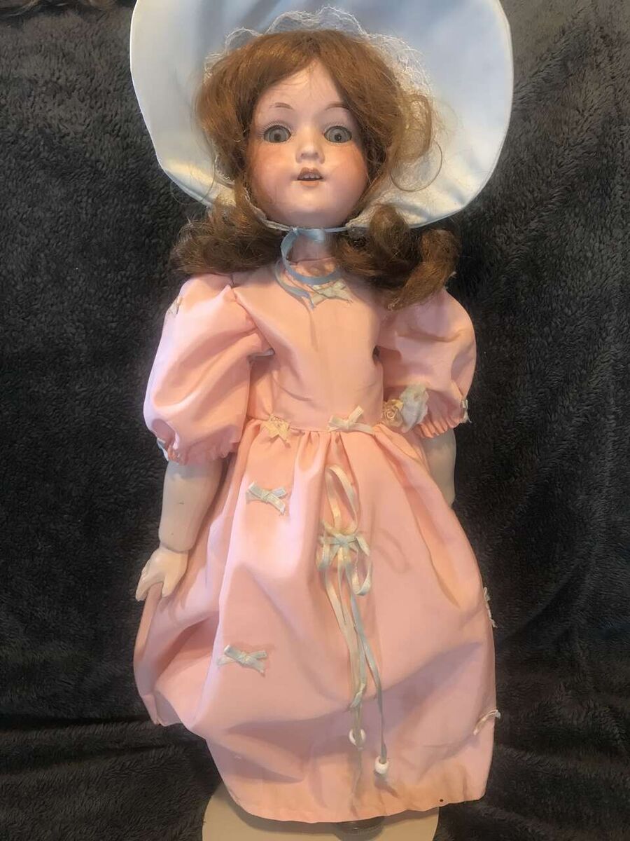 18 inches ARMAND MARSEILLE Bisque head doll Germany jointed 390 sleepy eyes red hair