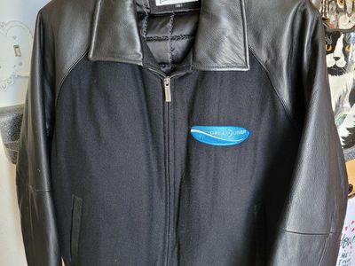 Boeing 787 Dreamliner Varsity Jacket 2XL Black Wool & Leather Embroidered Bomber Coat