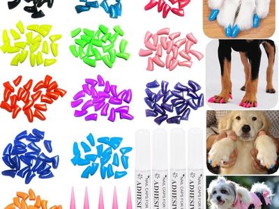NEW 100pcs Small Dog Nail Caps Cover with Glue and Applicators
