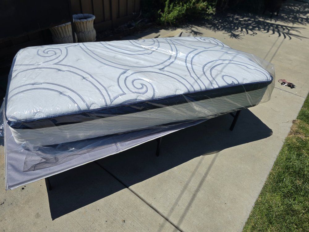 XL Twin mattress, mattress board and bed frame