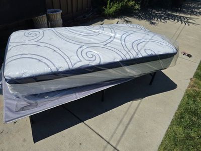 XL Twin mattress, mattress board and bed frame