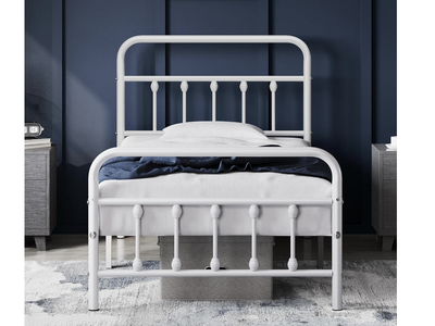New in Box TWIN Metal Platform Bed Frame Mattress Foundation with Victorian Style Iron-Art