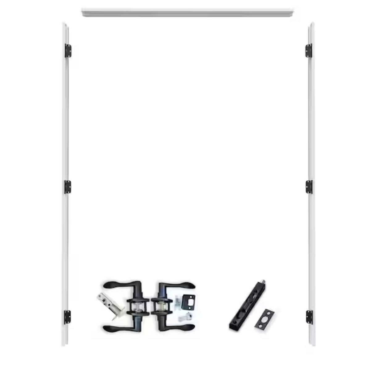 Brand new Double Interior Door Frame Jamb Kit with Black Hinges & Handleset - 80" Height
