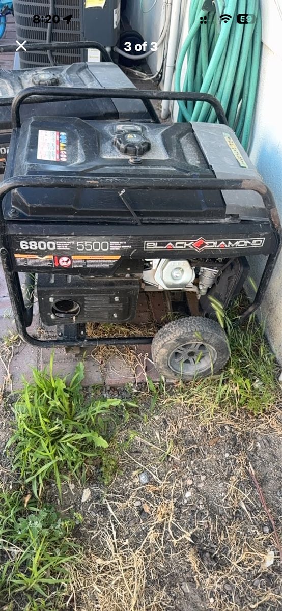 Black Diamond 6800/5500W Portable Gas Generator - Used Power Generator