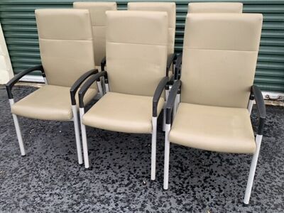 6 TAN LEATHER HIGH BACK CHAIRS