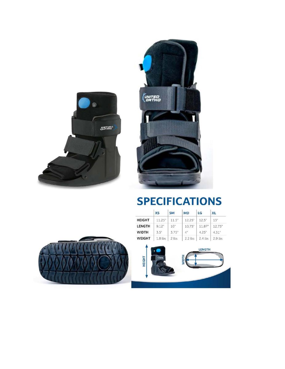 New United Ortho Short Air Cam Walker Fracture Boot MEDIUM