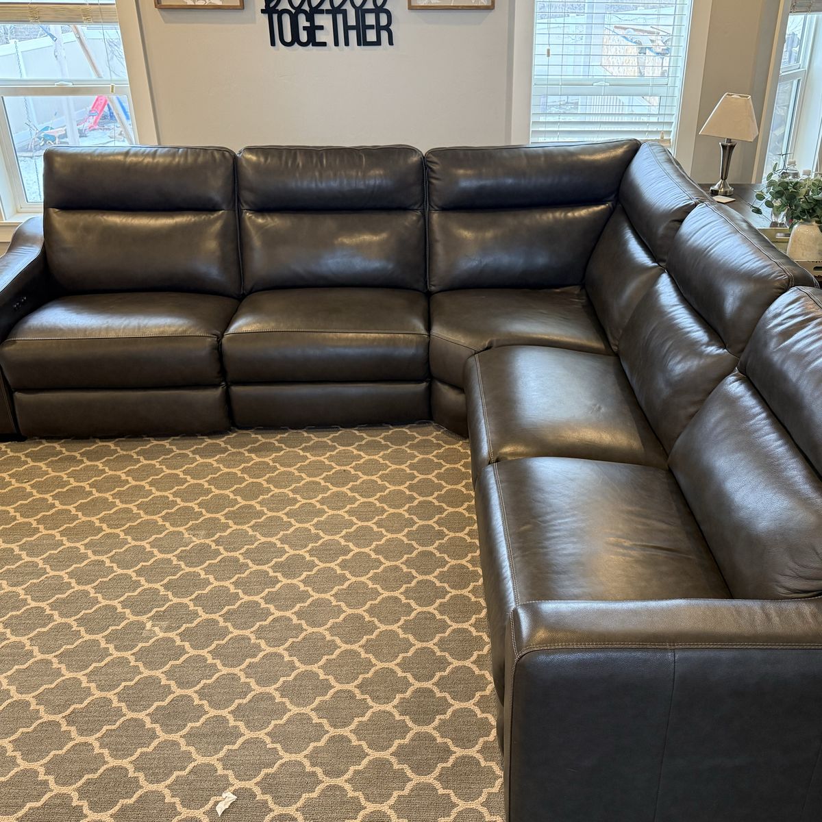 Leather Sectional With Motorized Footrests