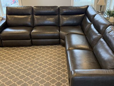 Leather Sectional With Motorized Footrests