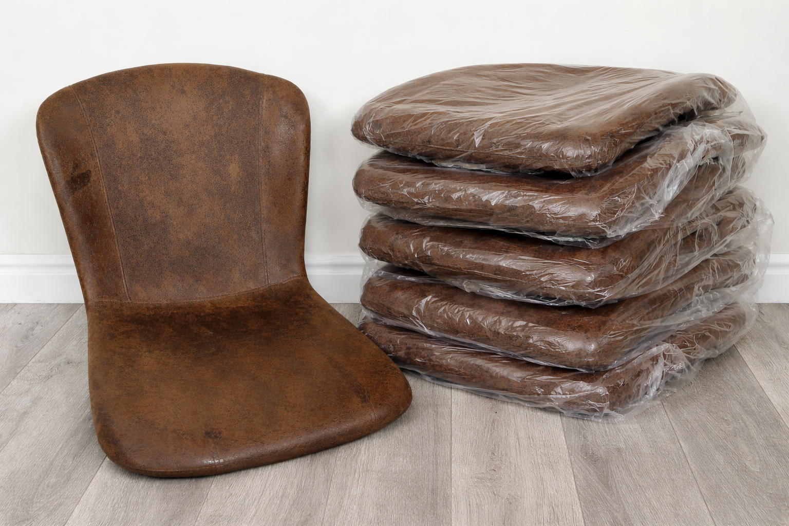 Set of 6 Replacement Dining Chair Seats – Faux Leather – New