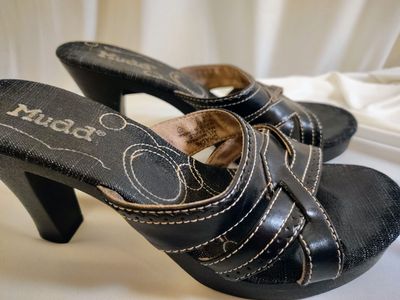 Black Wedge Slide Sandals | Slip-On Mule Style | Women's Size 7