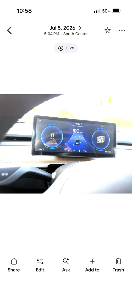 Tesla Instrument Cluster Dashboard Screen
