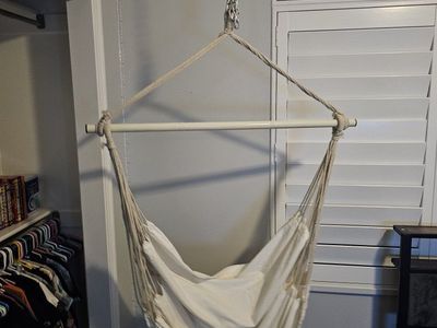 White Hanging Rope Hammock Chair Swing