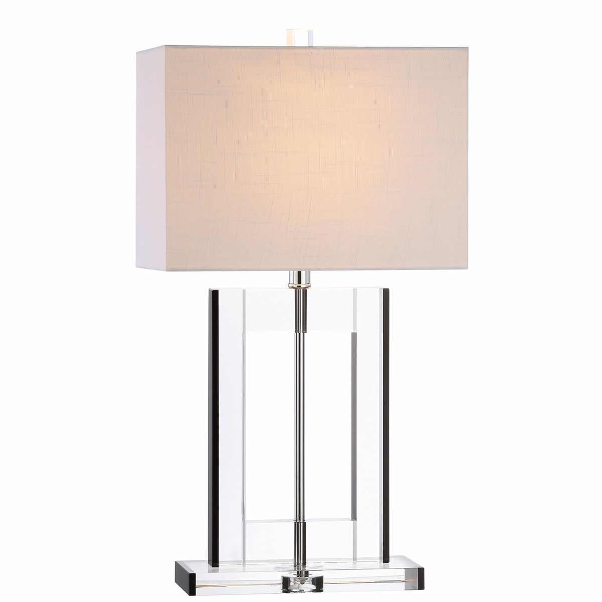 Modern Square Crystal Table Lamp with Fabric Shade - Elegant Home Decor Accent Light