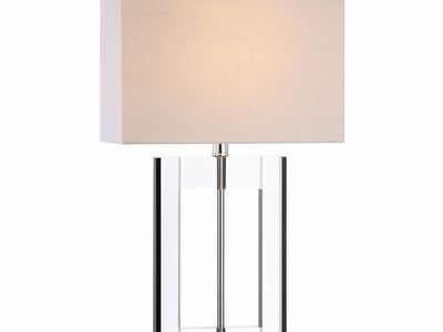 Modern Square Crystal Table Lamp with Fabric Shade - Elegant Home Decor Accent Light