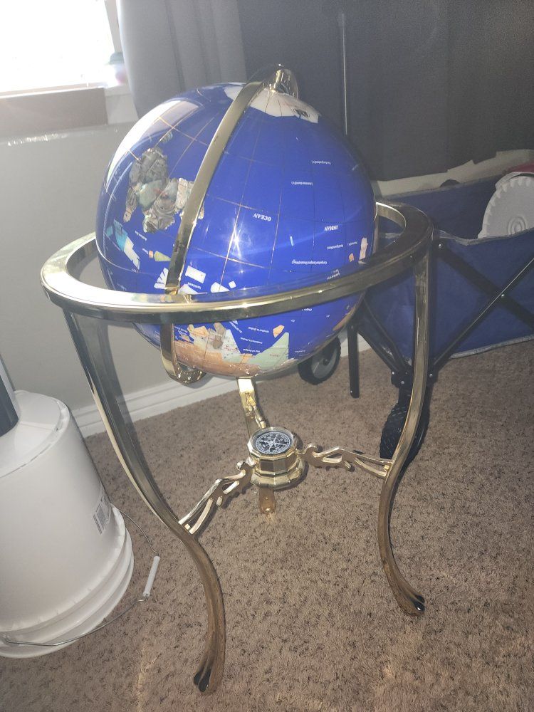 floor-standing gemstone World globe 36in