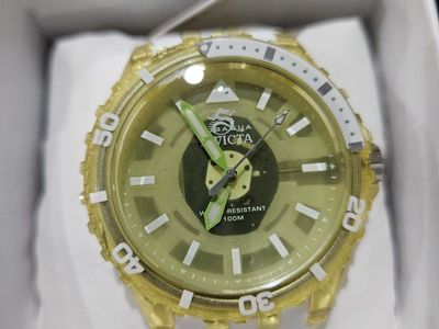 Invicta Subaqua Men's Watch 69451 - 44mm Yellow Transparent Case, White/Yellow Silicone Strap